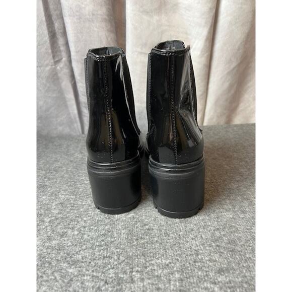 GEOX Glossy Patent Leather Chelsea Boots Block Heel Lug Sole D46QCF Size 36 - Picture 7 of 9